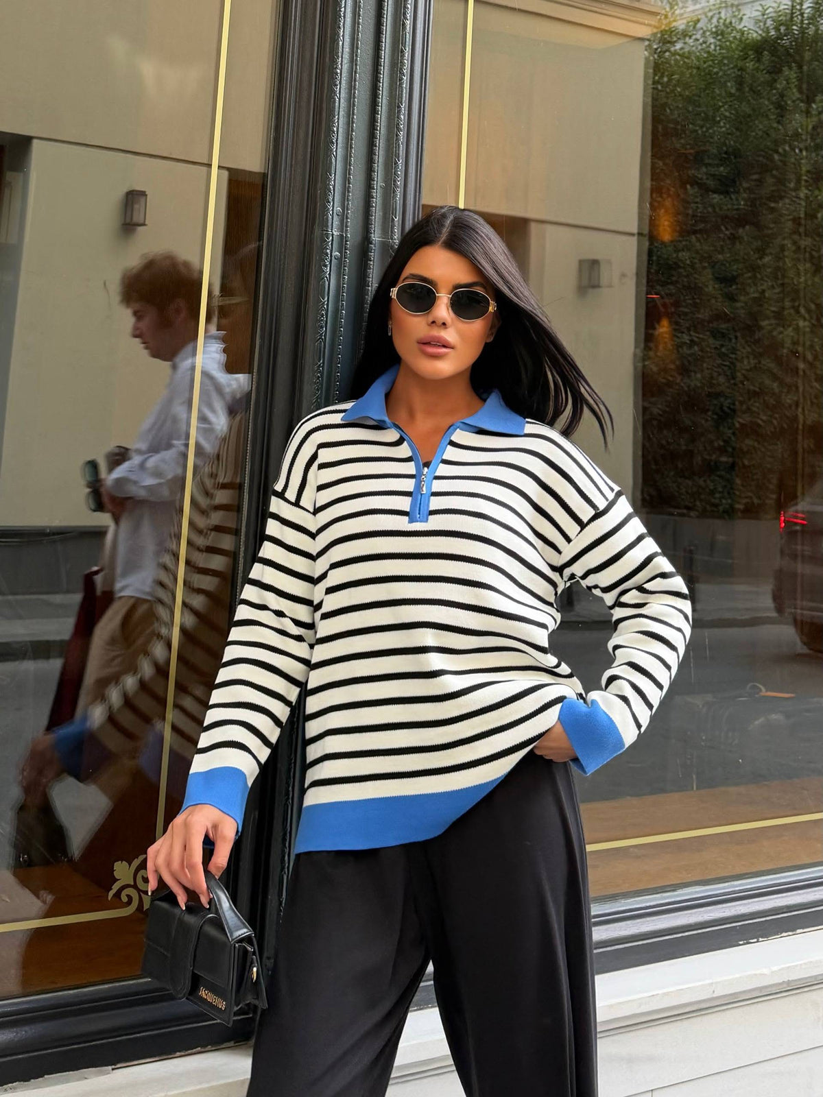 Striped Zip Sweater