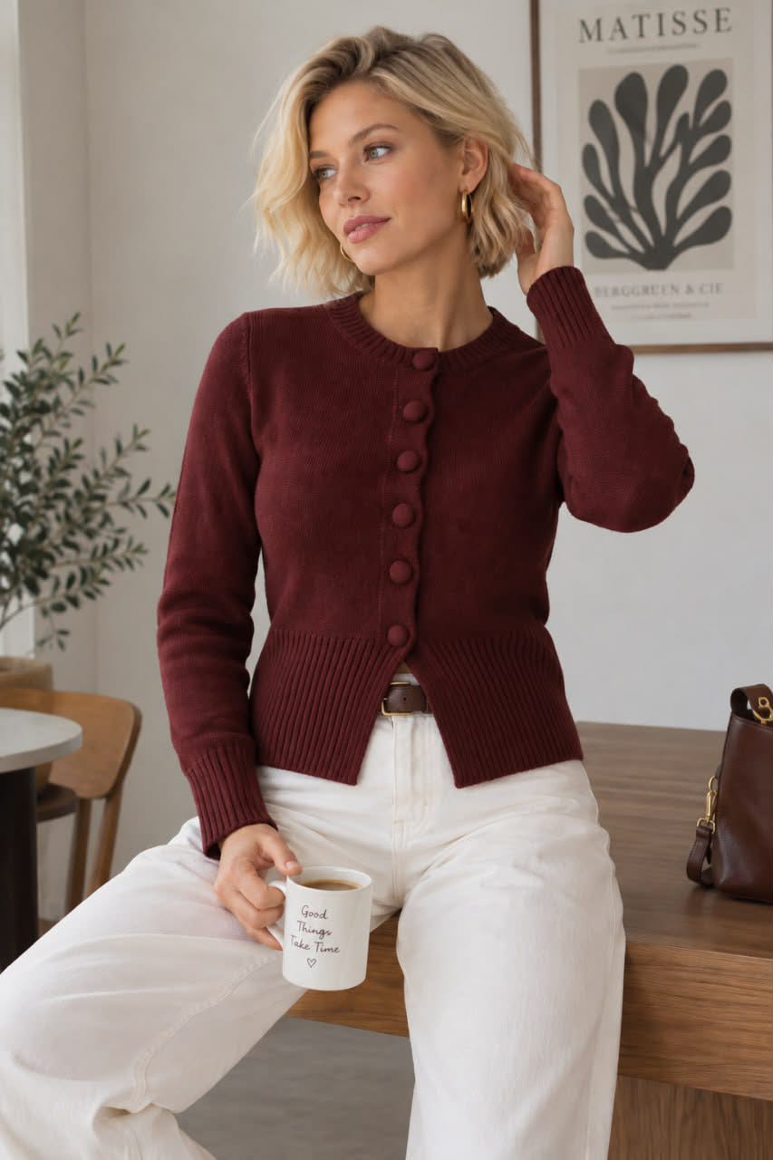 Button-Front Knit Top