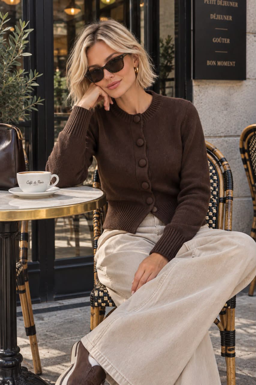 Button-Front Knit Top