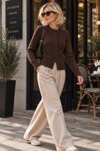 Button-Front Knit Top