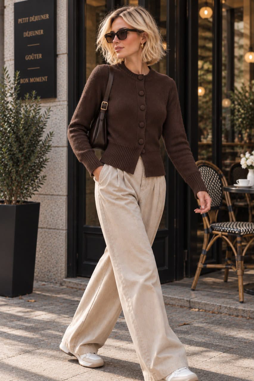 Button-Front Knit Top