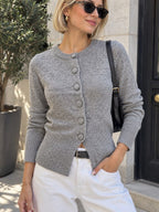 Button-Front Knit Top