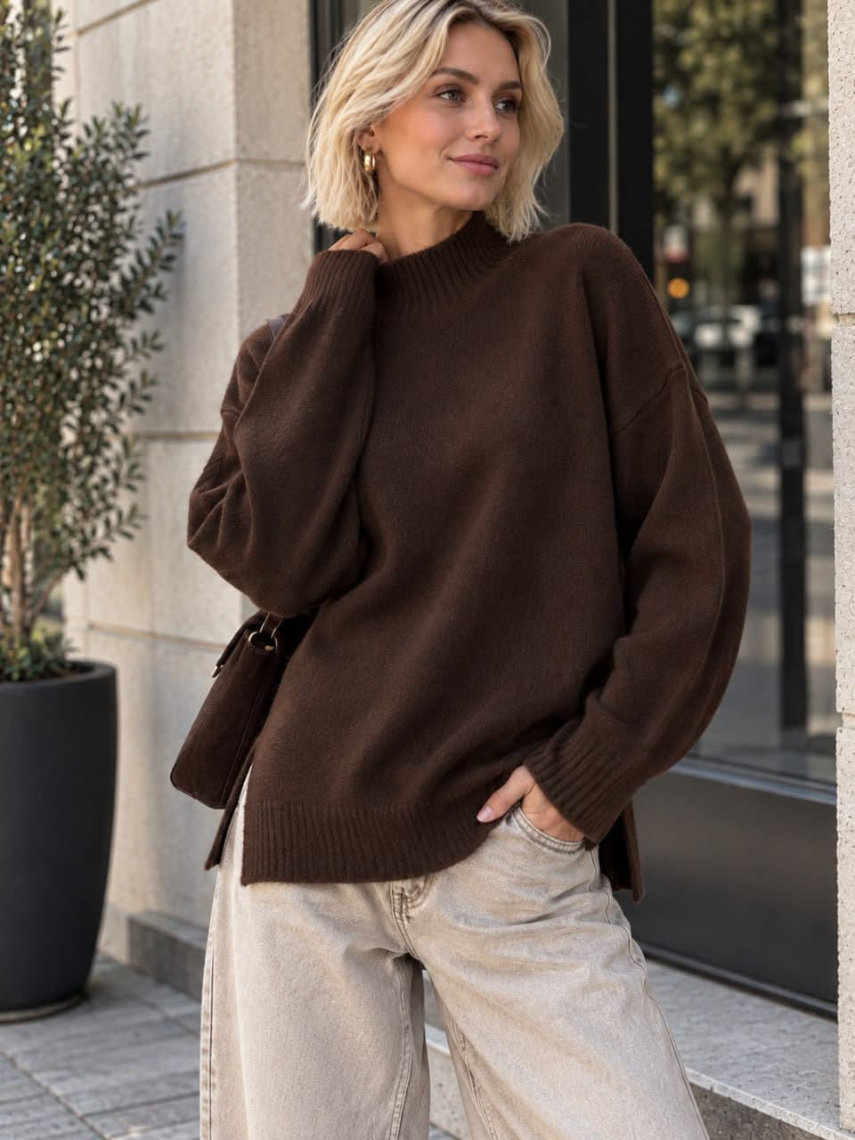 High Neck Knit Top