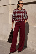 Ribbed Wide-Leg Pants