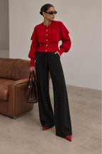 Ribbed Wide-Leg Pants