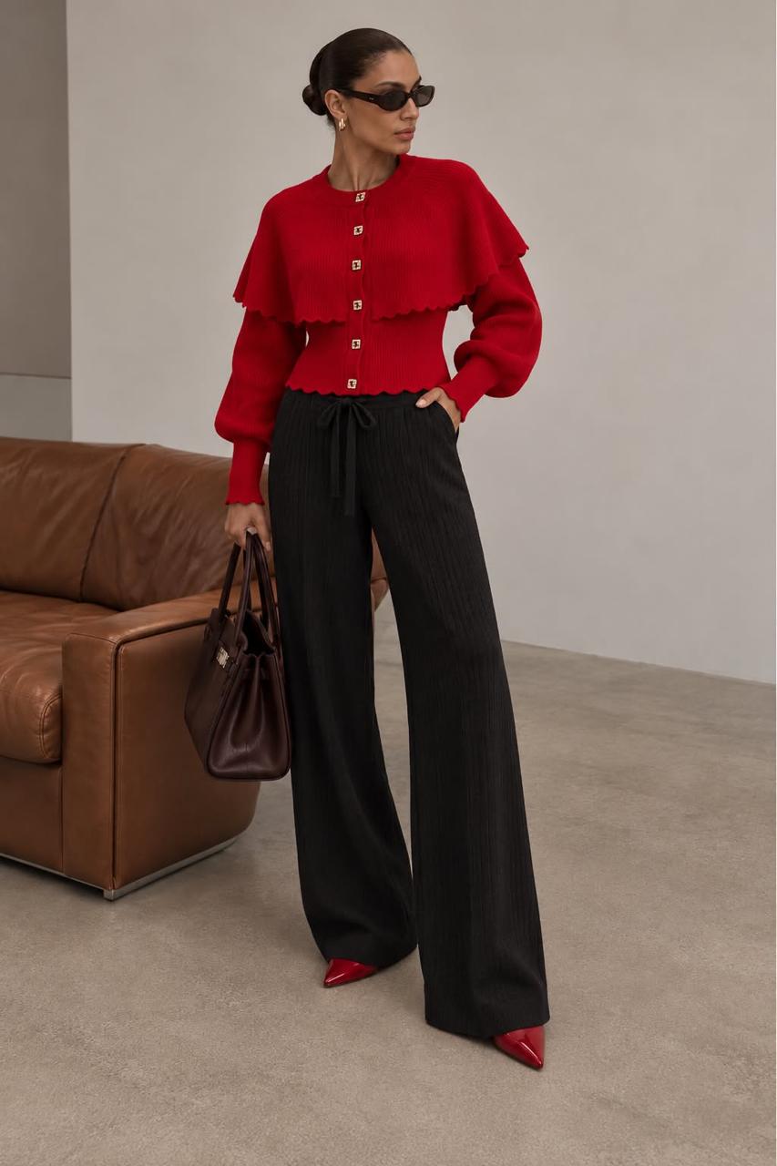 Ribbed Wide-Leg Pants