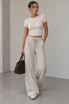 Ribbed Wide-Leg Pants