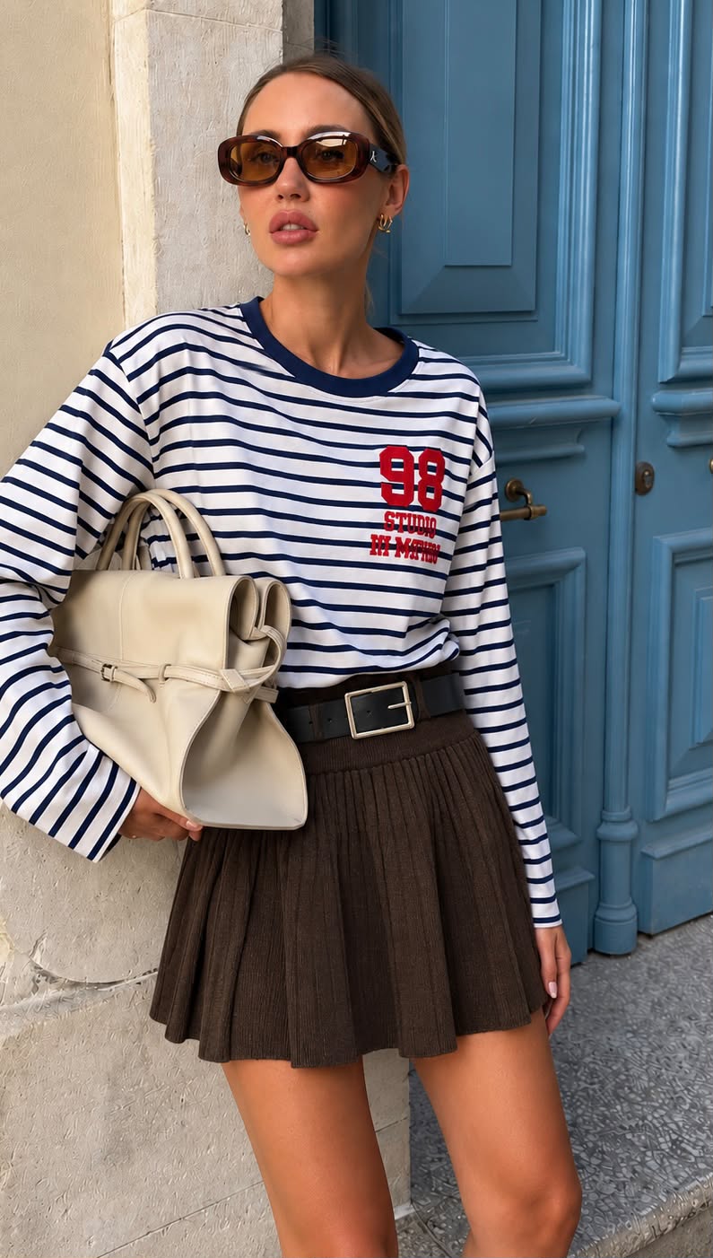 Belted Pleated Skirt
