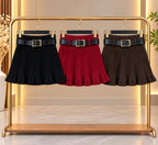 Belted Pleated Skirt