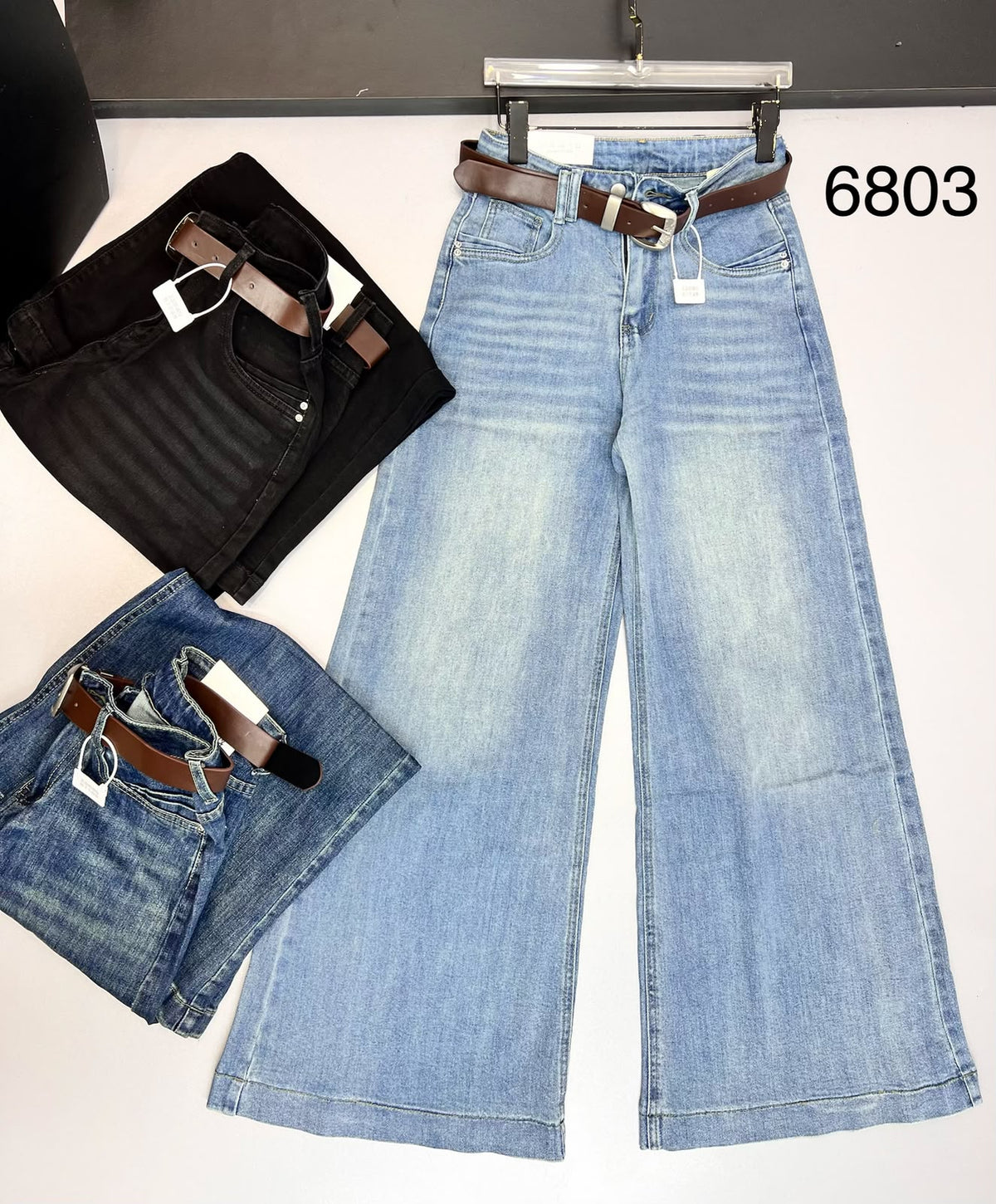 Belted Wide Leg Jeans