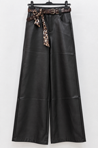 Scarf Belt Leather-Look Pants