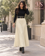 Belted Wool Knit Skirt